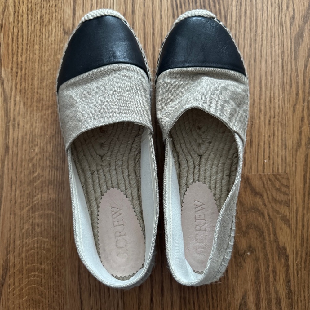 J.CREW | MADE IN SPAIN linen and leather espadrilles SIZE 7.5